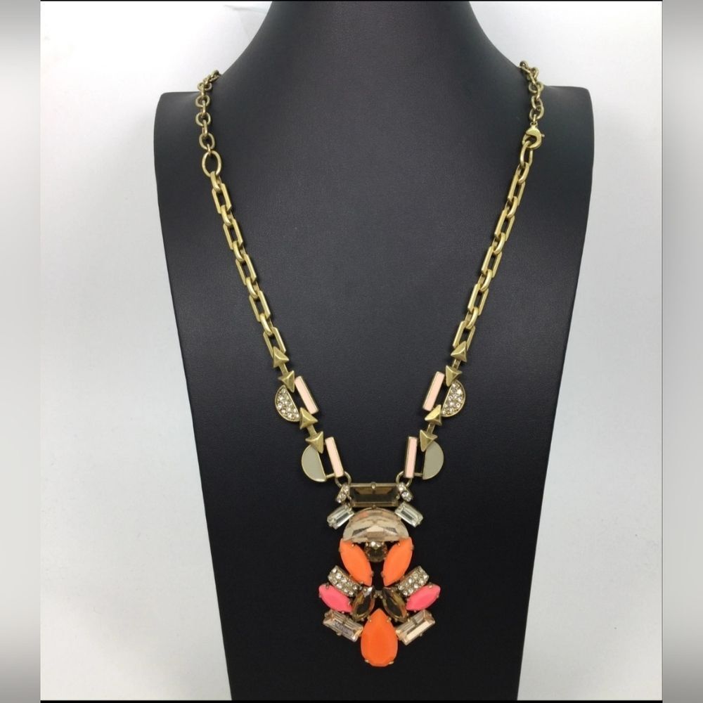 Stella & Dot Mixed Color Rhinestone Pendant Long Chain Necklace 27"